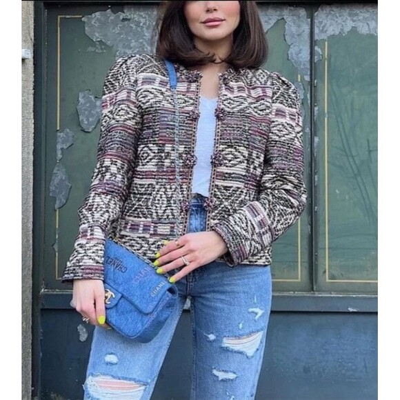 Zara Jackets & Blazers - NWT Zara‎ Jacquard Jacket Cardigan Wool / Cotton Blend in Multicolor XS Boho